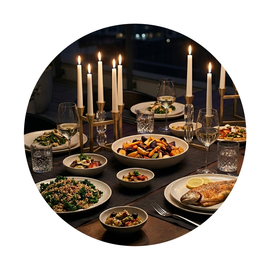 Elegant private chef dinner experience in Denver featuring gourmet meals and candlelit dining.